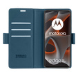 Case for Motorola Edge 50 Pro, ERBORD Glossy Litchi, wallet with flap, blue