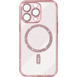 Case for iPhone 16 Pro Max, ERBORD Glitter MagSafe, pink + Screen Glass