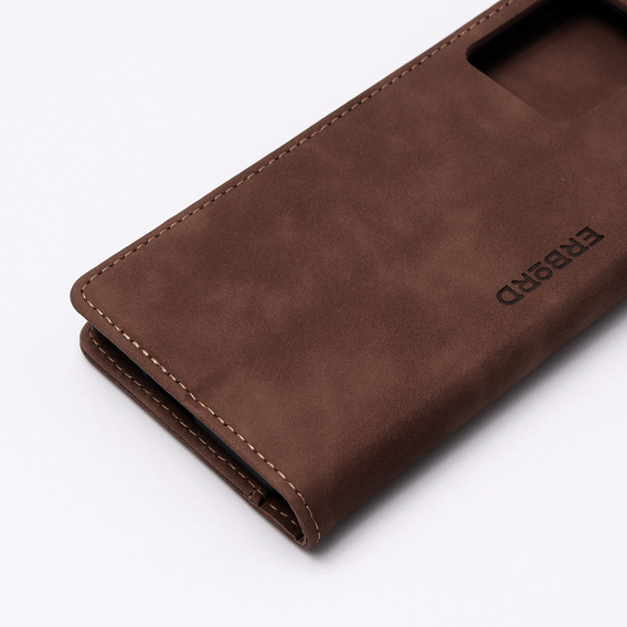Etui do Motorola Edge 40, ERBORD Vintage portfel z klapką, kawowe