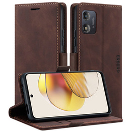 Case for Motorola Moto G73, ERBORD Vintage, wallet with flap, coffee