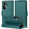 Case for Oppo Reno 11F, ERBORD Glossy Litchi, wallet with flap, green