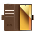 Case for Xiaomi Redmi Note 13 5G, ERBORD Glossy Litchi, wallet with flap, brown