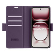 Case for Oppo Reno 12 Pro, ERBORD Glossy Litchi, wallet with flap, purple