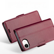 Case for Iphone 16E, ERBORD Glossy Litchi, wallet with flap, red