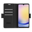 Case for Samsung Galaxy A25 5G, ERBORD Glossy Litchi, wallet with flap, black