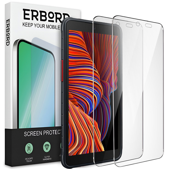 2x Tempered Glass for Samsung Galaxy Xcover 5, ERBORD 9H Hard Glass for phone screen