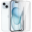 2x Tempered Glass for iPhone 15, ERBORD 9H Hard Glass for phone screen