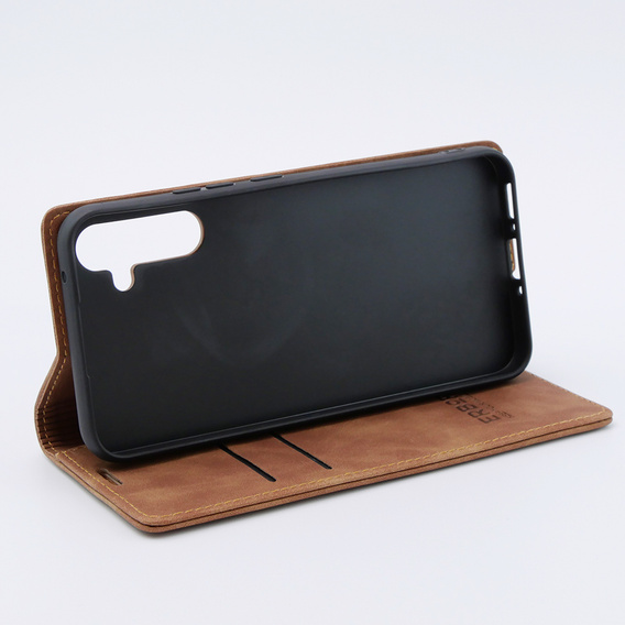 Case for Samsung Galaxy A34 5G, ERBORD Vintage, wallet with flap, brown