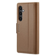 Case for Samsung Galaxy S24, ERBORD Glossy Litchi, wallet with flap, brown