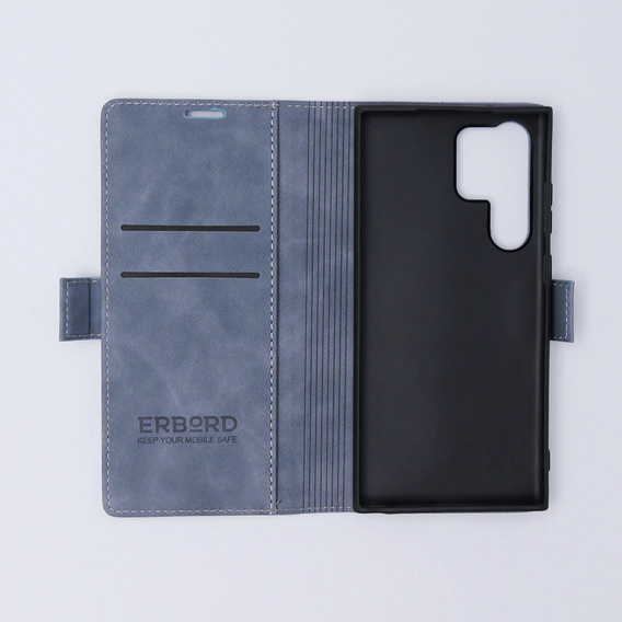 Case for Samsung Galaxy S23 Ultra, ERBORD Vintage, wallet with flap, green