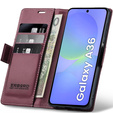Etui do Samsung Galaxy A36 5G, ERBORD Glossy Litchi, portfel z klapką, czerwone