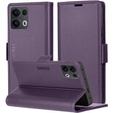 Case for Oppo Reno 13 Pro, ERBORD Glossy Litchi, wallet with flap, purple