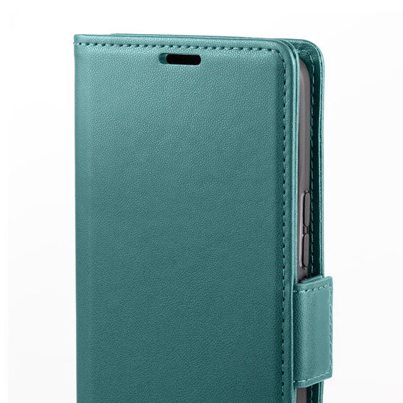 Case for Motorola Edge 50 Pro, ERBORD Glossy Litchi, wallet with flap, green