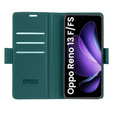 Case for Oppo Reno 13F / Oppo Reno 13FS, ERBORD Glossy Litchi, wallet with flap, green