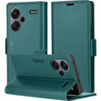 Case for Xiaomi Redmi Note 13 Pro+, ERBORD Glossy Litchi, wallet with flap, green