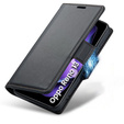 Case for Oppo Reno 13, ERBORD Glossy Litchi, wallet with flap, black