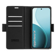 Case for Oppo Reno 14, ERBORD Glossy Litchi, wallet with flap, black