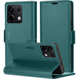 Case for Xiaomi Redmi Note 13 Pro 5G, ERBORD Glossy Litchi, wallet with flap, green
