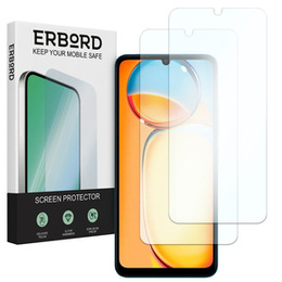 2x Tempered Glass for Xiaomi Redmi 13C / Poco C65, ERBORD 9H Hard Glass for phone screen