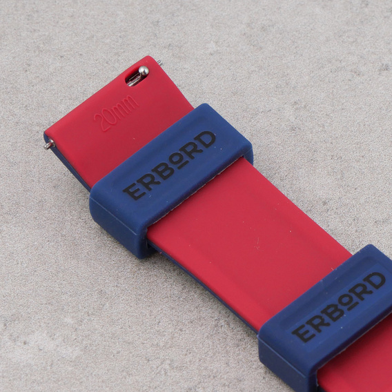 Pasek Silikonowy ERBORD Uniwersalny 20mm, Dual Color, niebieski / czerwony / różowo złota