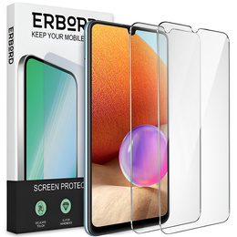 2x Tempered Glass for Samsung Galaxy A32 4G, ERBORD 9H Hard Glass for phone screen