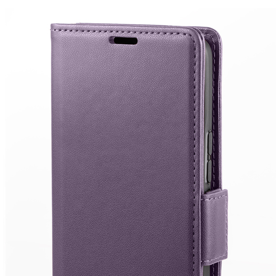 Case for Oppo Reno 11F, ERBORD Glossy Litchi, wallet with flap, purple