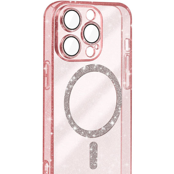 Etui do iPhone 16 Pro, ERBORD Glitter MagSafe, różowe + Szkło na ekran