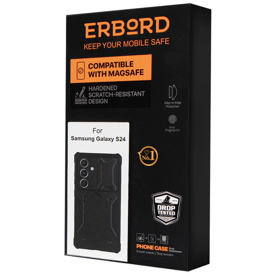 Etui do Samsung Galaxy S24, ERBORD Rugged Case, czarne
