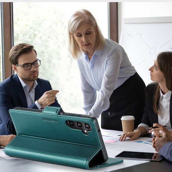 Etui do Samsung Galaxy A36 5G, ERBORD Glossy Litchi, portfel z klapką, zielone