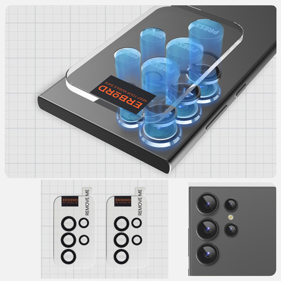 2x Szkło na aparat ERBORD OPTIK Pro do Samsung Galaxy S24 Ultra, czarne