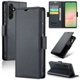 Case for Samsung Galaxy A56, ERBORD Glossy Litchi, wallet with flap, black