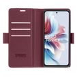 Case for Oppo Reno 11F, ERBORD Glossy Litchi, wallet with flap, red