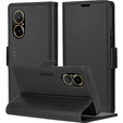 Case for Realme C67 4G, ERBORD Glossy Litchi, wallet with flap, black