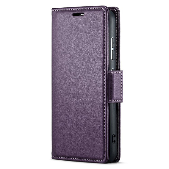 Etui do Samsung Galaxy S25 Edge, ERBORD Glossy Litchi, portfel z klapką, fioletowe