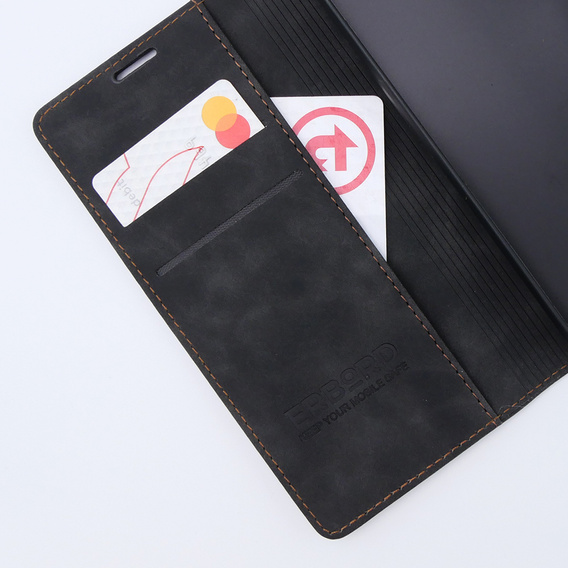 Etui do Motorola Moto G53, ERBORD Vintage portfel z klapką, czarne