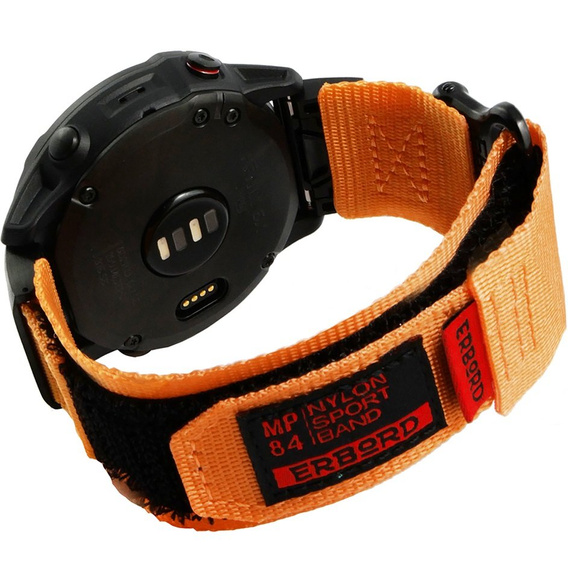 Pasek Nylonowy ERBORD MP84 Quickfit do Garmin Fenix 5X/6X/6X PRO/7X, Pomarańczowy, Rozmiar S/M