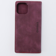 Case for iPhone 15, ERBORD Vintage, wallet with flap, red