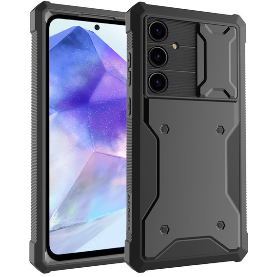 Case for Samsung Galaxy A55, ERBORD Rugged Case, black (Two frames)