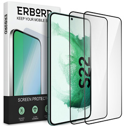 2x Tempered Glass for Samsung Galaxy S22, ERBORD 3D full display