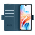 Case for Oppo A18 4G / A38 4G, ERBORD Glossy Litchi, wallet with flap, blue