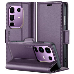 Etui do Infinix Note 50 Pro, ERBORD Glossy Litchi, portfel z klapką, fioletowe