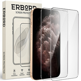 2x Tempered Glass for iPhone 11 Pro, ERBORD 9H Hard Glass for phone screen