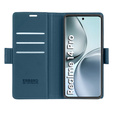 Case for Realme 14 Pro 5G, ERBORD Glossy Litchi, wallet with flap, blue