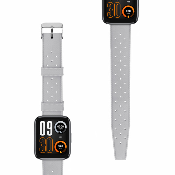 Pasek Silikonowy ERBORD Uniwersalny 22mm, Tropic, szary / srebrna klamra