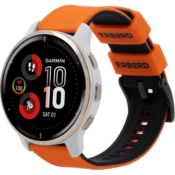 Pasek Silikonowy ERBORD Uniwersalny 20mm, Dual Color, pomarańczowy / czarny / czarna
