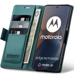 Etui do Motorola Edge 60 / 60 Fusion, ERBORD Glossy Litchi, portfel z klapką, zielone