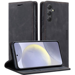 Case for Samsung Galaxy S24, ERBORD Vintage, wallet with flap, black