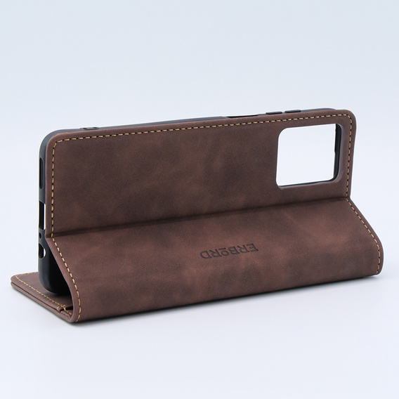 Etui do Motorola Moto G13/ G23 4G, ERBORD Vintage portfel z klapką, kawowe