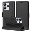Case for Xiaomi Redmi Note 14 5G, ERBORD Glossy Litchi, wallet with flap, black