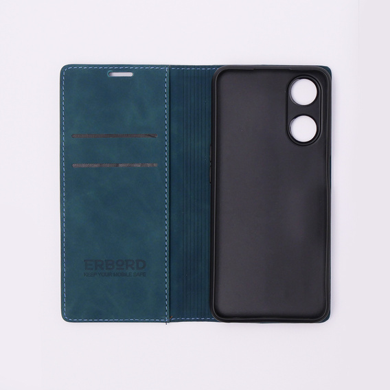 Case for Oppo A78 5G, ERBORD Vintage, wallet with flap, blue